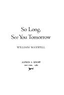 Cover of So Long, See You Tomorrow